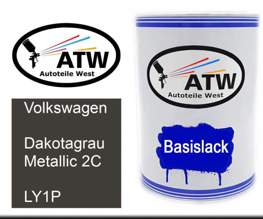 Volkswagen, Dakotagrau Metallic 2C, LY1P: 500ml Lackdose, von ATW Autoteile West.